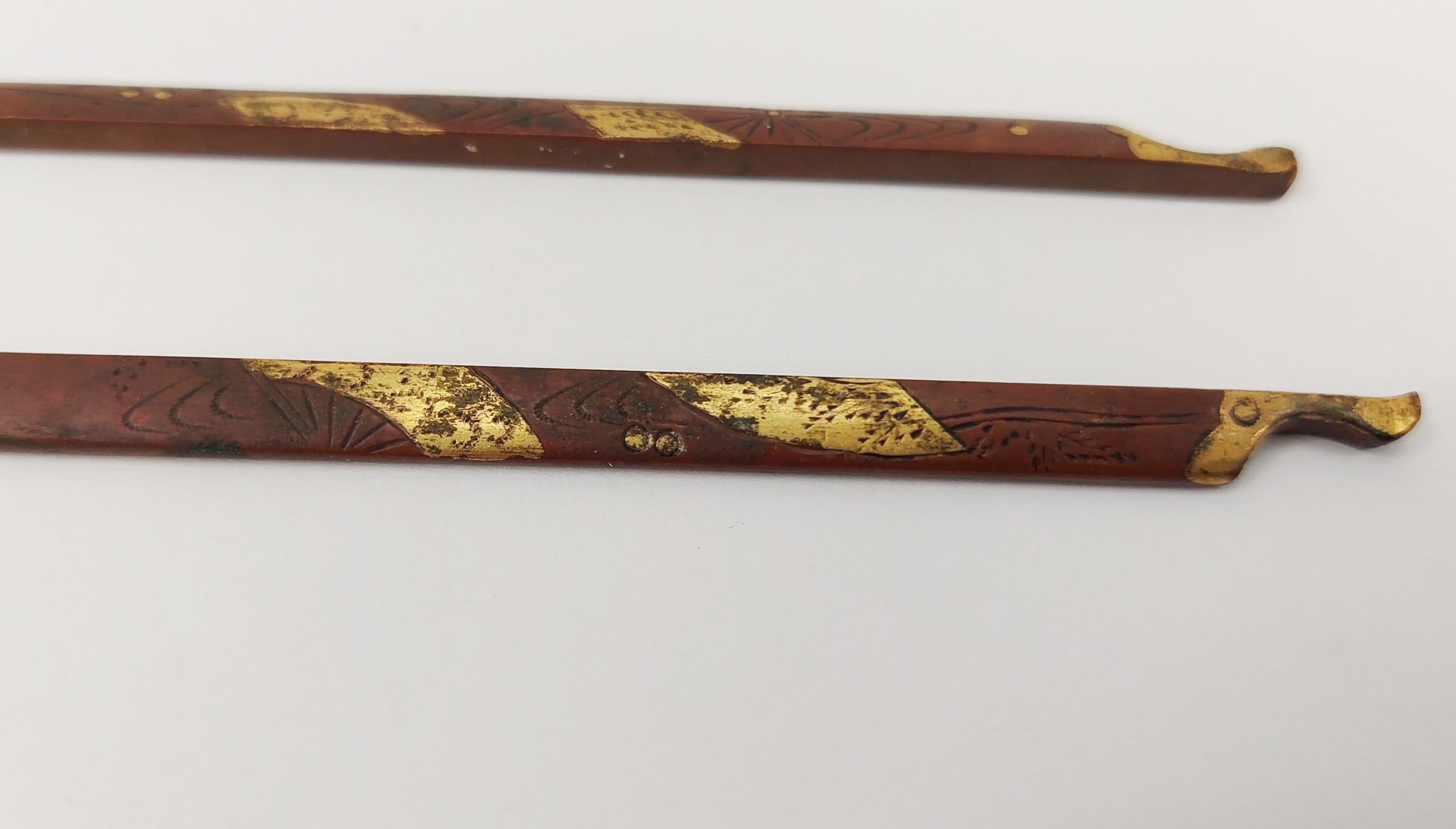 Pair Of Japanese Edo Period Gold Inlaid Katana Kogai - Image 3
