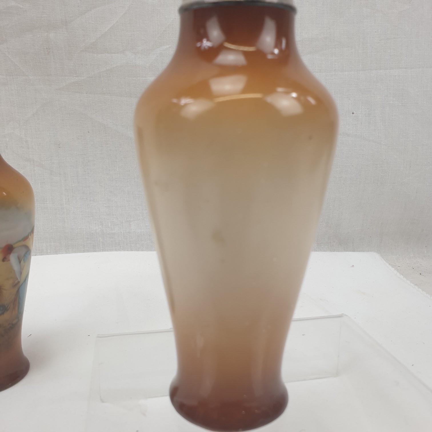 Pair Of London 1934 Silver Rimmed Miniature Ceramic Vases - Image 6