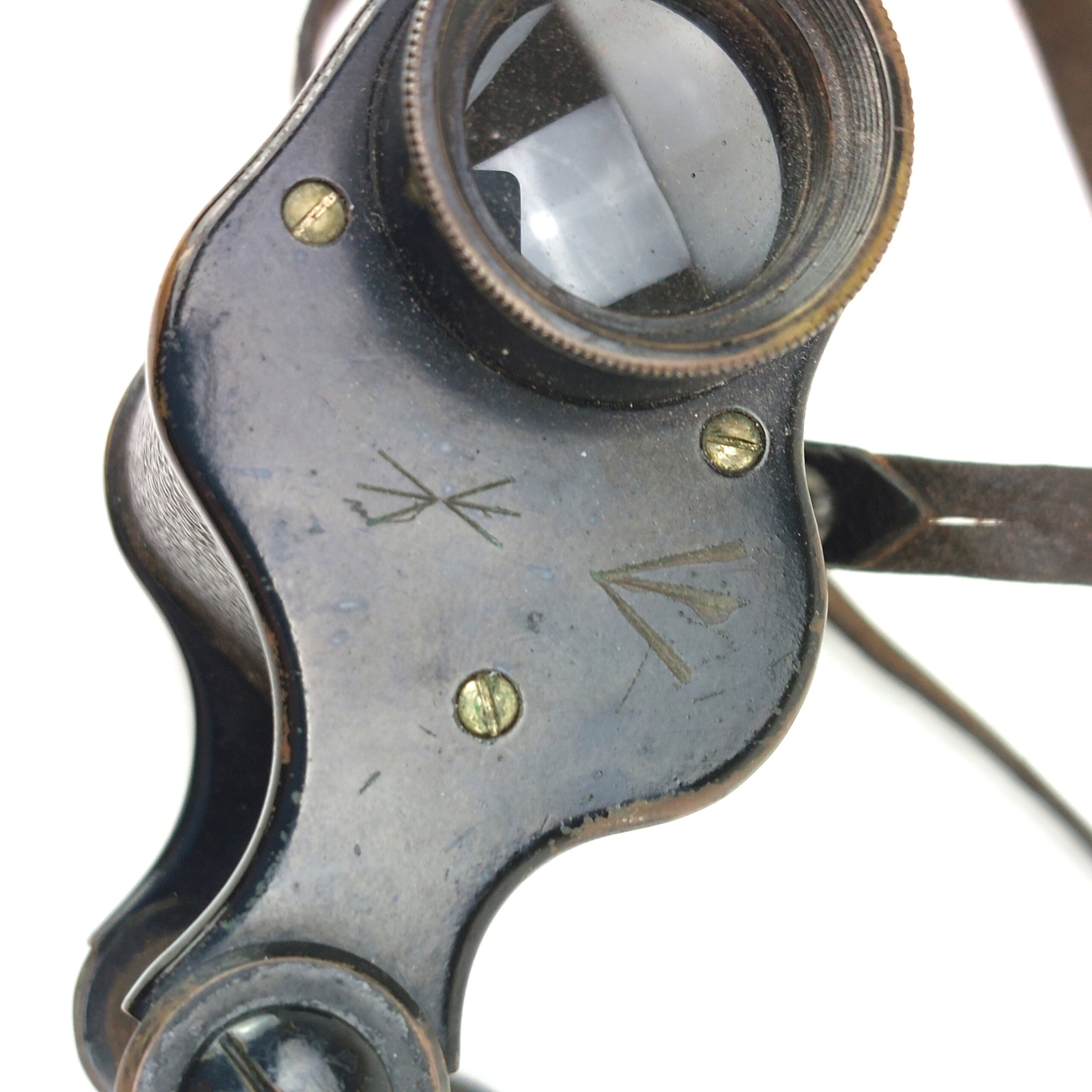WW1, British army issued, 1917 Field Binoculars with leather case, by A. Kershaw and Son Ltd, Leeds - Image 4