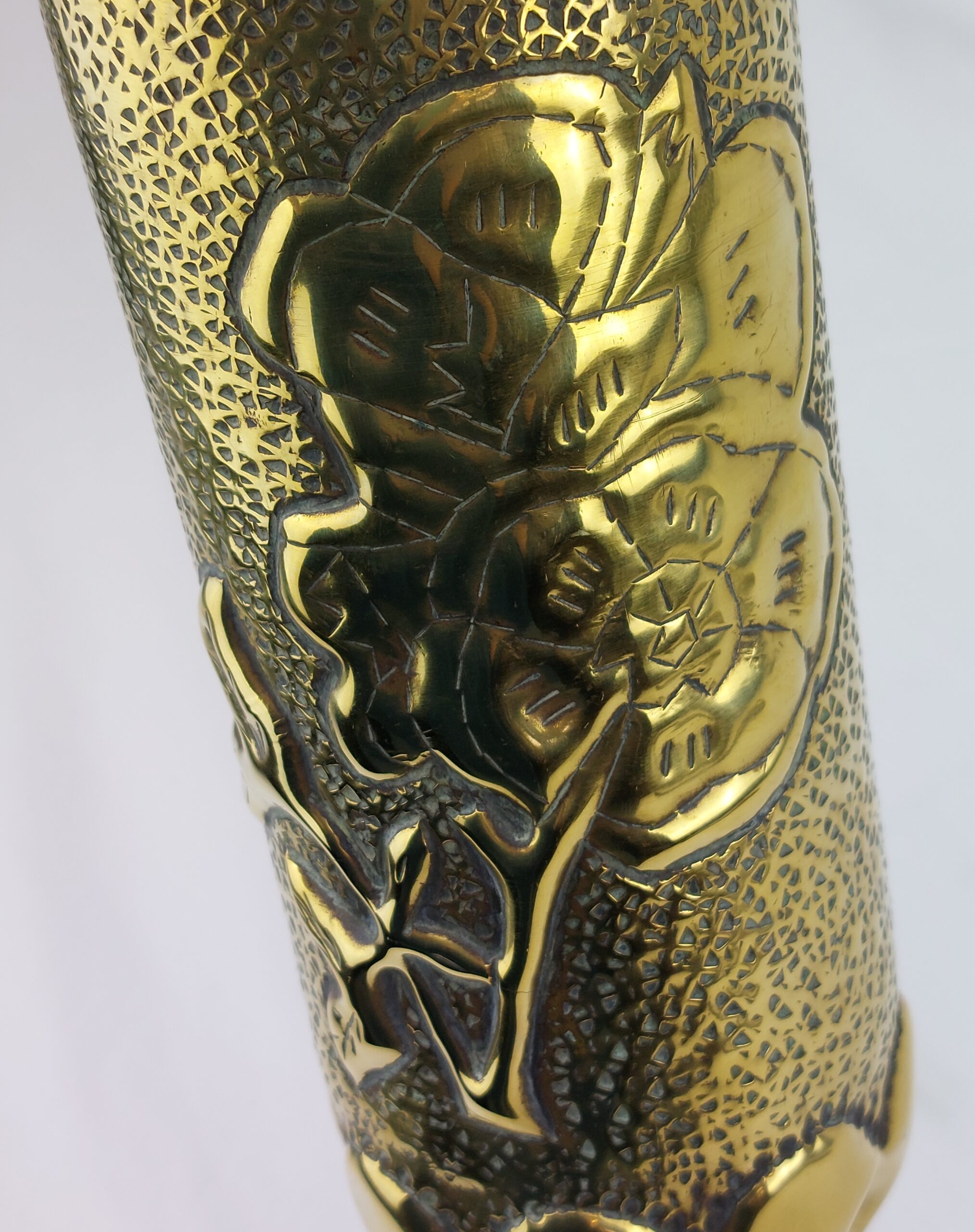 WW1, Elaborate, Trench Art, Brass Vase, Made from French Shell Casing - 75 DE C PDPs 233 1L.17 - Image 3
