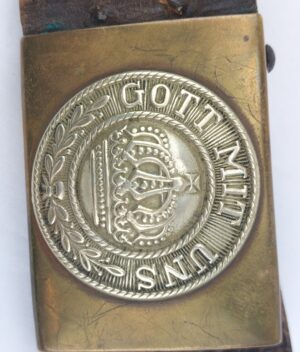 WW1, Original, Imperial, Prussian, German, Army Brass Buckle and Leather Belt, 'Gott Mit Uns'. Model 1895