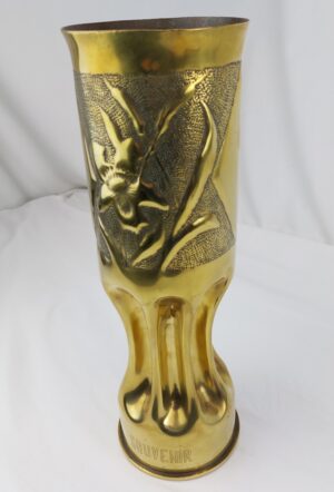 WW2, Ornate, Trench Art, Brass 'Souvenir' Vase, Made from 105 MM M14 Type 1 Shell, dated 1944