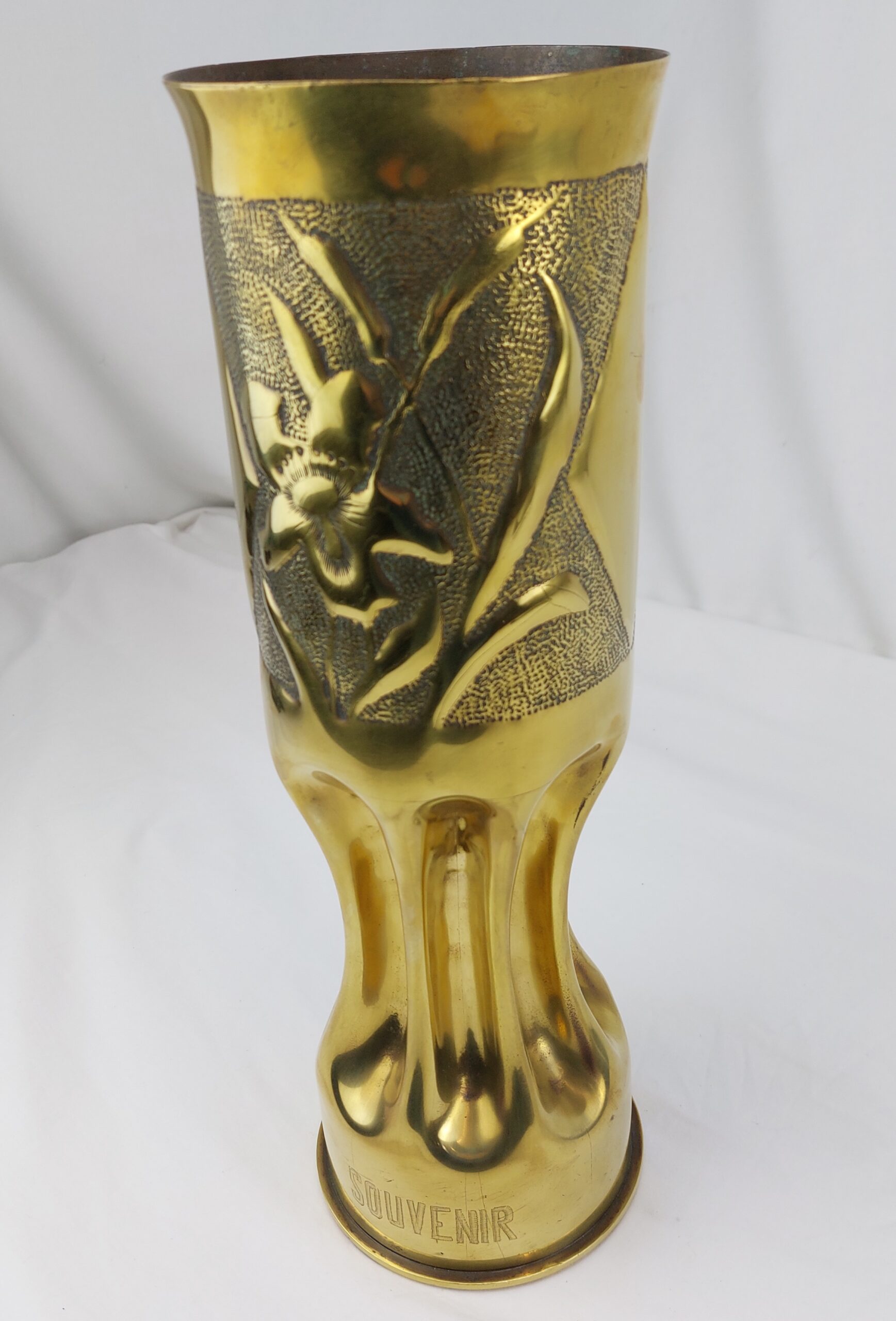 WW2, Ornate, Trench Art, Brass 'Souvenir' Vase, Made from 105 MM M14 Type 1 Shell, dated 1944