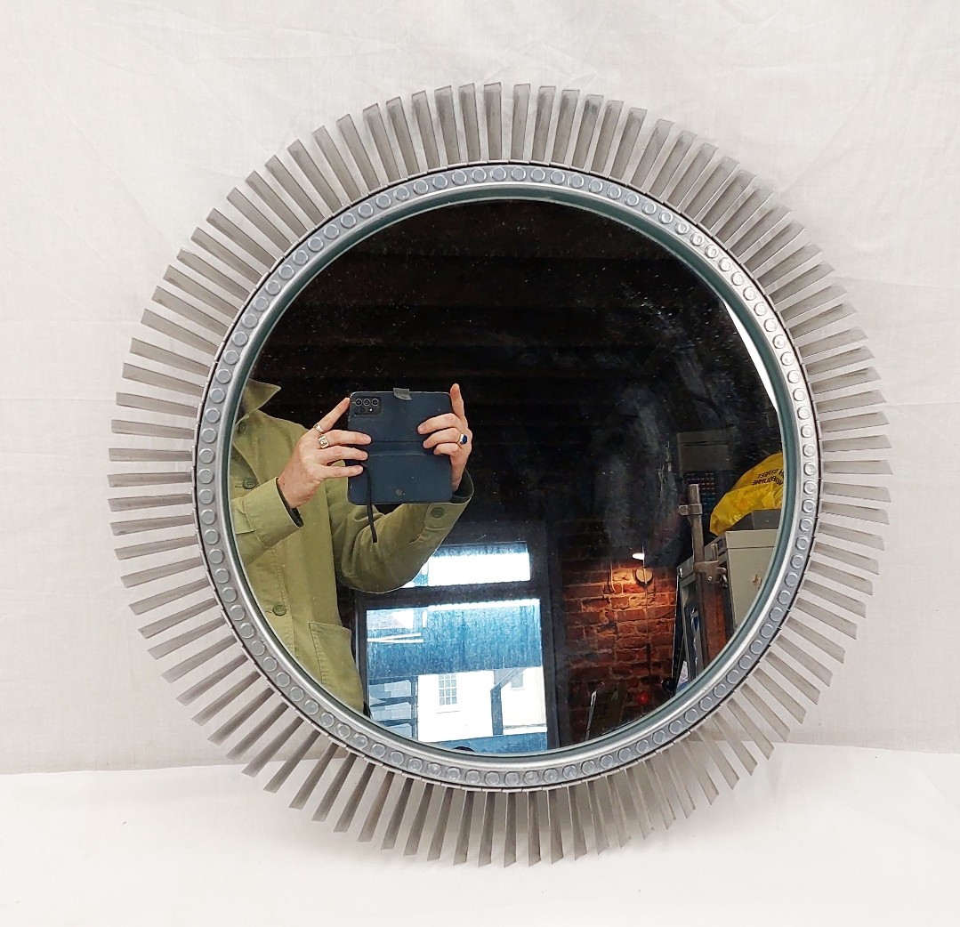 Wall Mirror Made From Upcycled RAF Canberra Aircraft Engine Turbine Blades #1