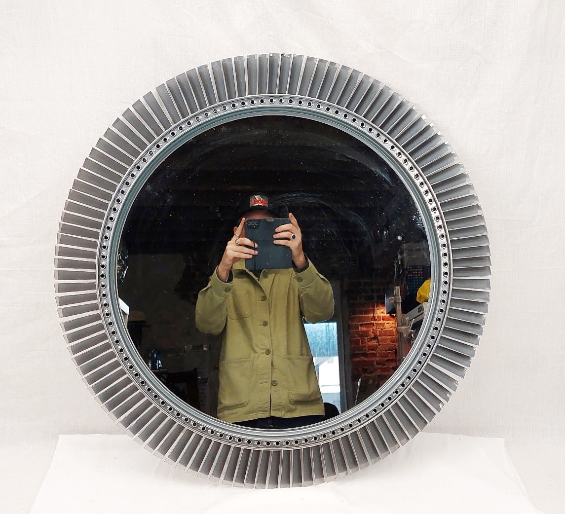 Wall Mirror Made From Upcycled RAF Canberra Aircraft Engine Turbine Blades #2