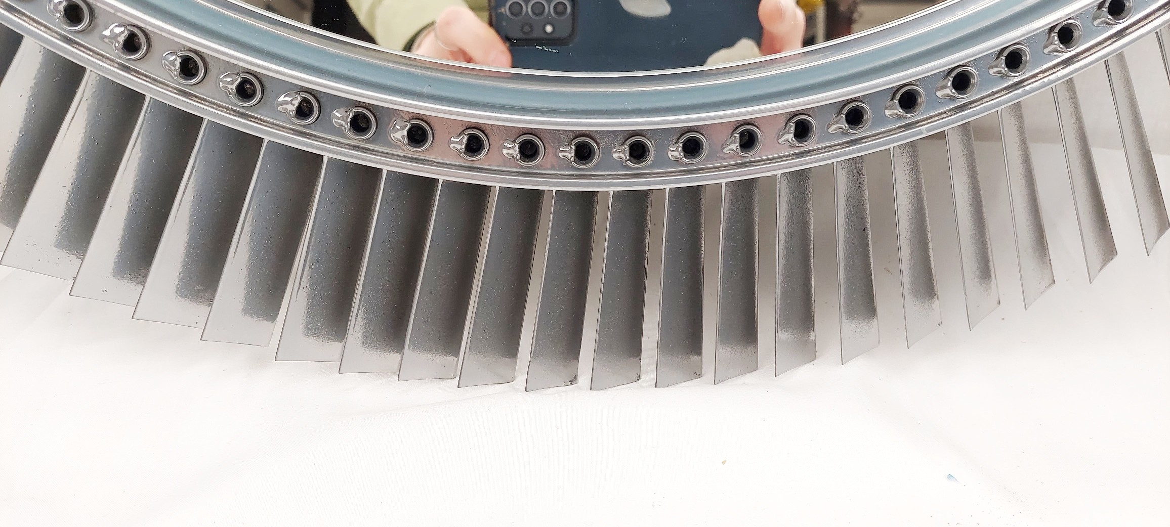 Wall Mirror Made From Upcycled RAF Canberra Aircraft Engine Turbine Blades #2 - Image 3