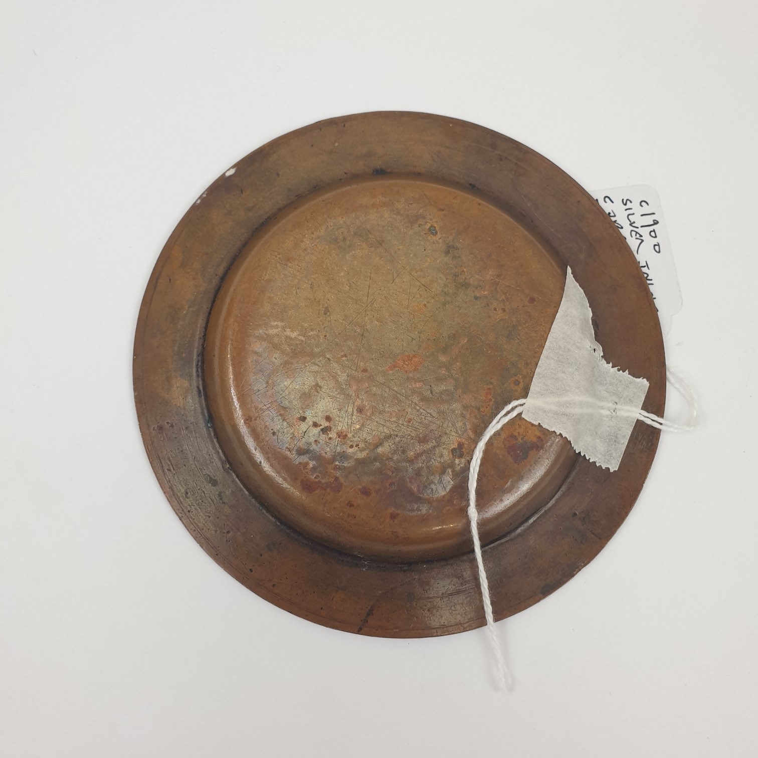 Small c1900 Silver Inlaid Copper Islamic Pin Dish - Image 3