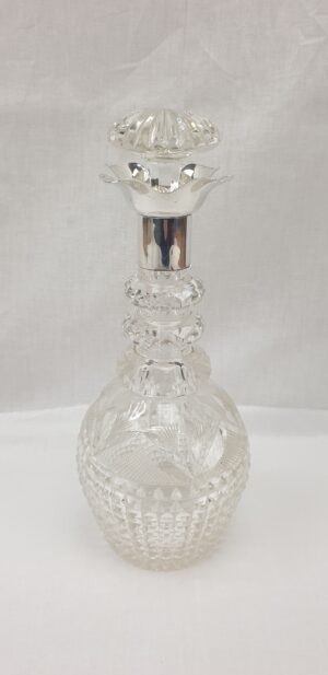 1927 Dated Art Deco Silver Mounted Claret Jug by Walker & Hall of Sheffield