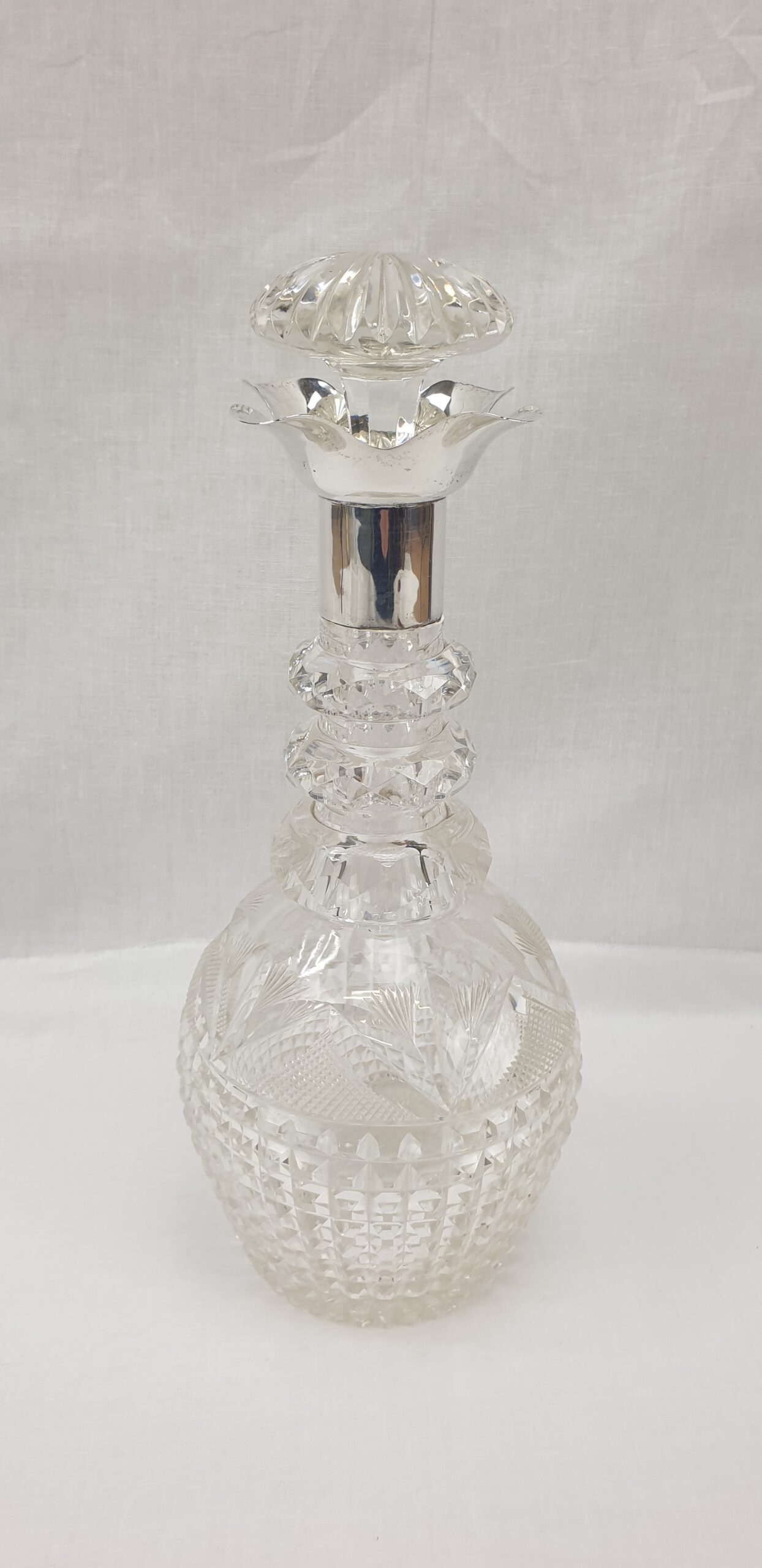 1927 Dated Art Deco Silver Mounted Claret Jug by Walker & Hall of Sheffield