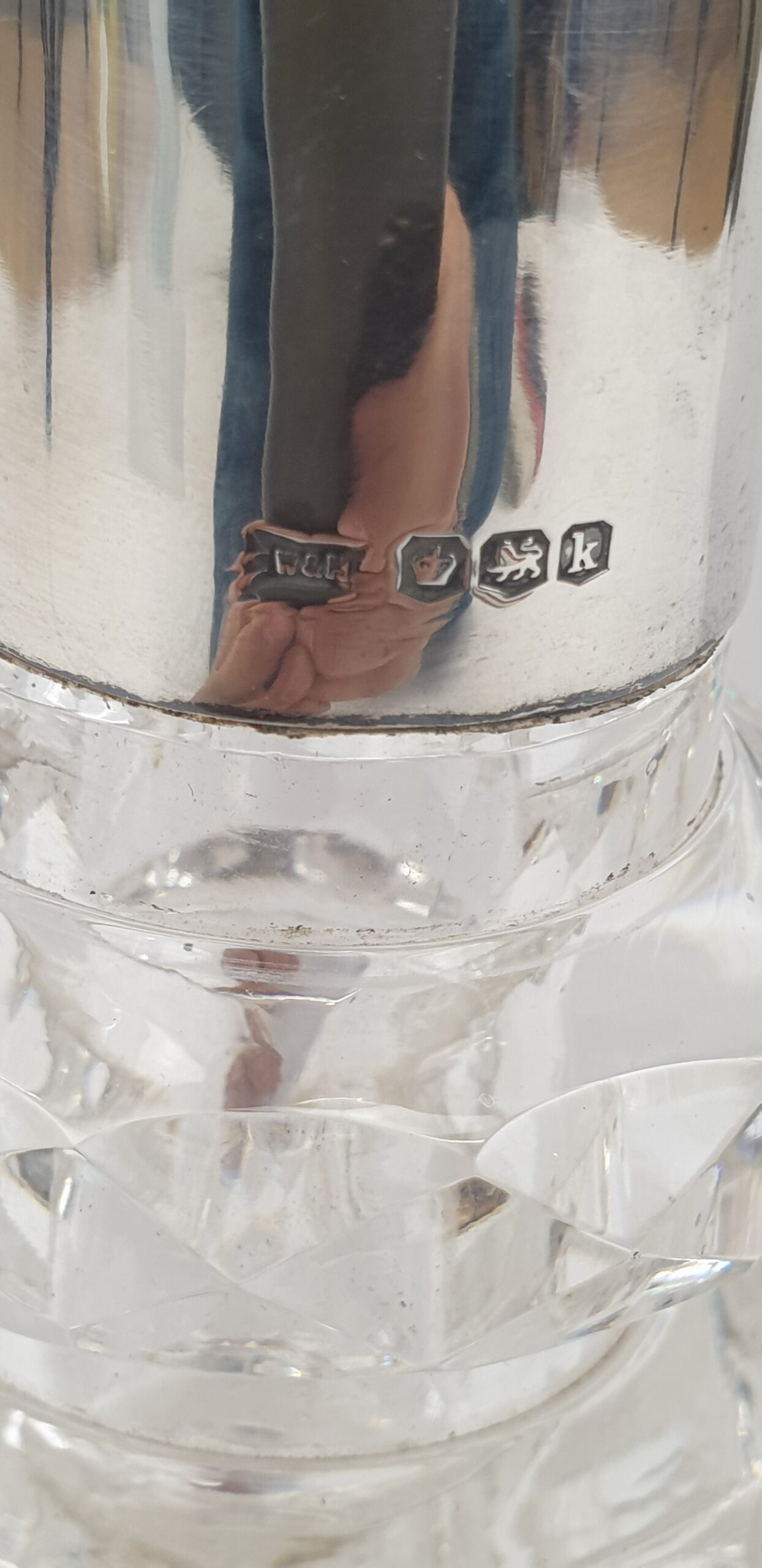 1927 Dated Art Deco Silver Mounted Claret Jug by Walker & Hall of Sheffield - Image 3