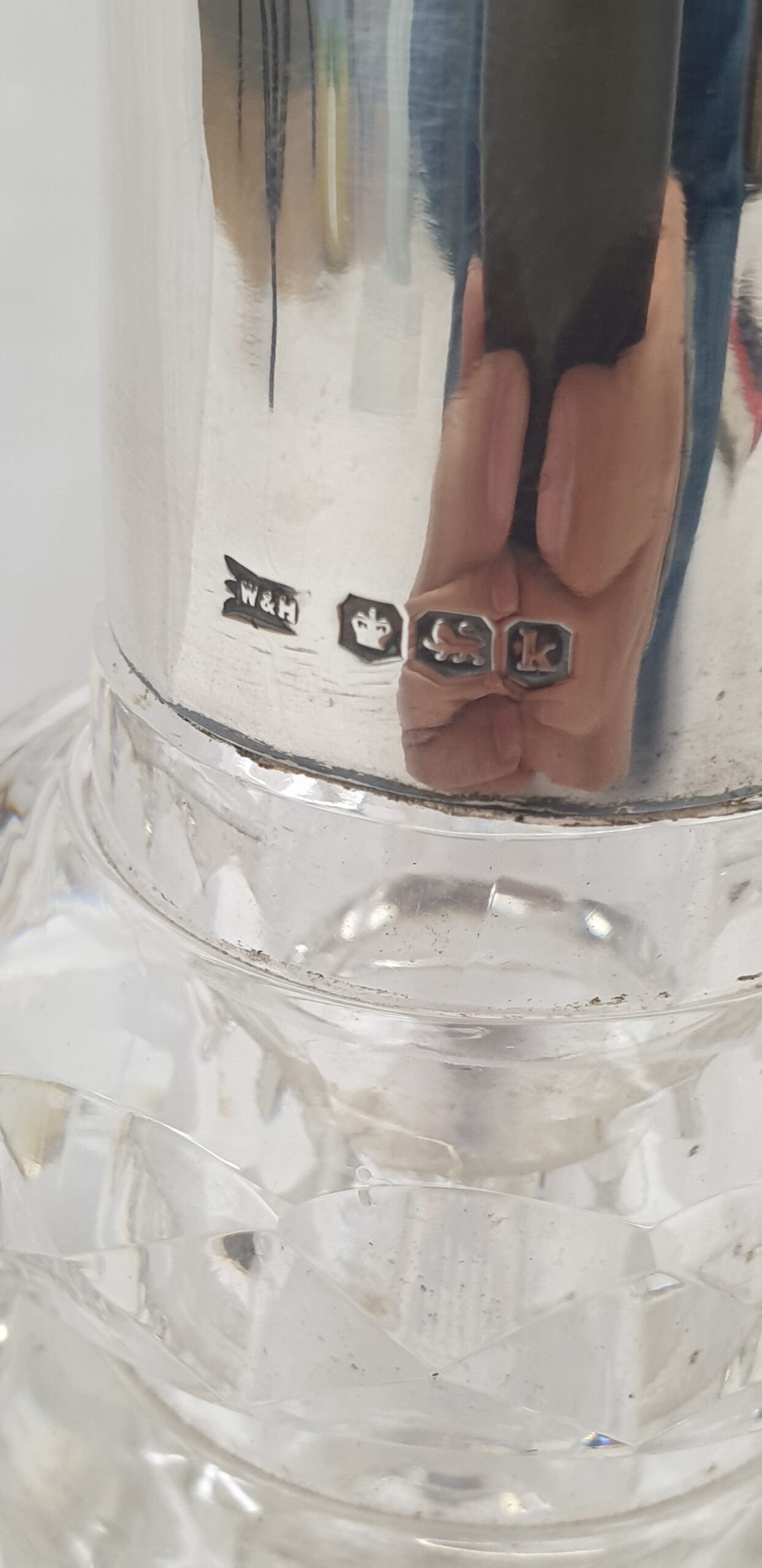 1927 Dated Art Deco Silver Mounted Claret Jug by Walker & Hall of Sheffield - Image 4