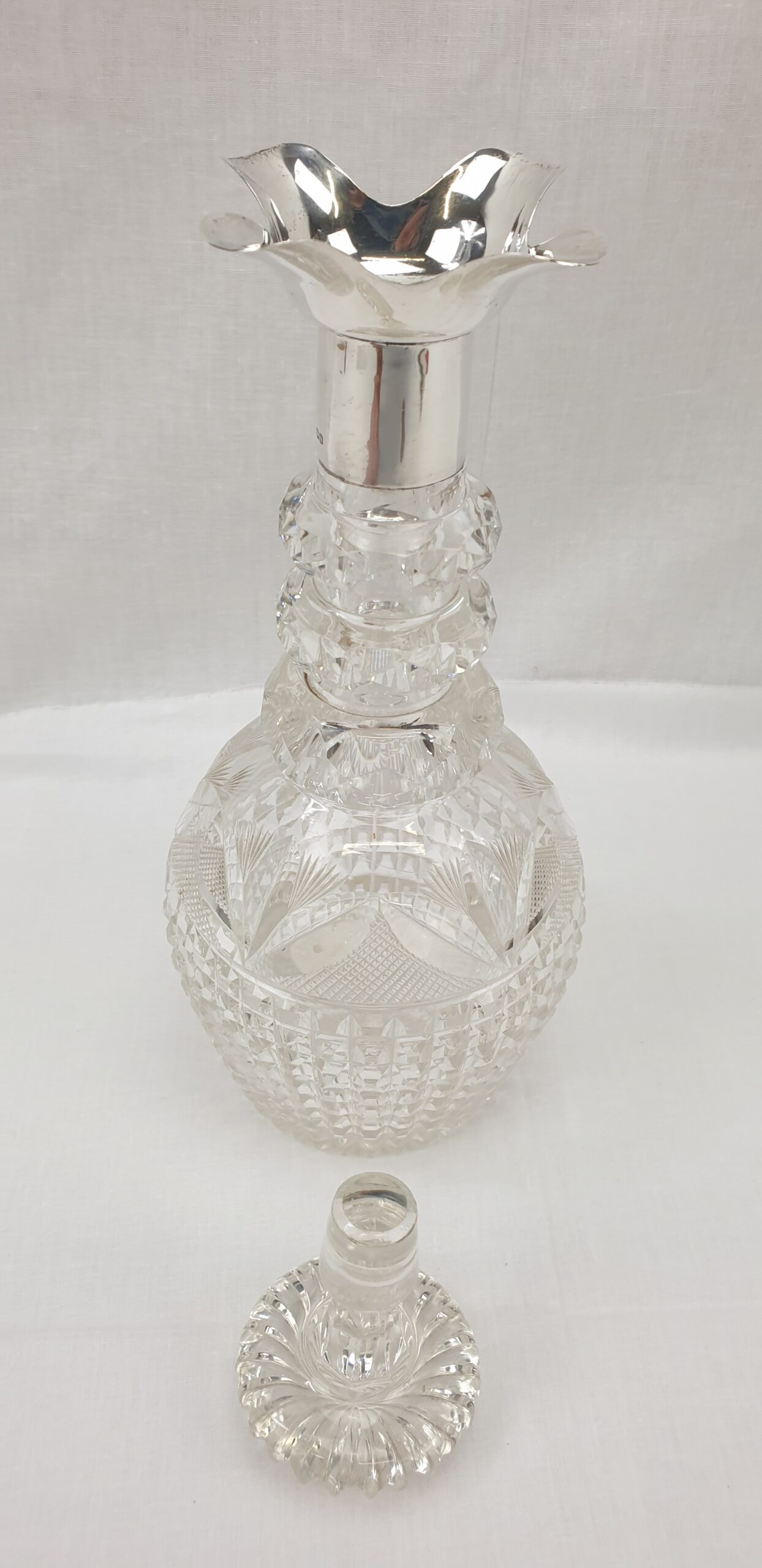 1927 Dated Art Deco Silver Mounted Claret Jug by Walker & Hall of Sheffield - Image 5