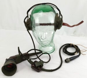 British Army, c1960, Larkspur A41 Tank Commanders Communications Headset and Handheld push-to-talk (PTT) Microphone