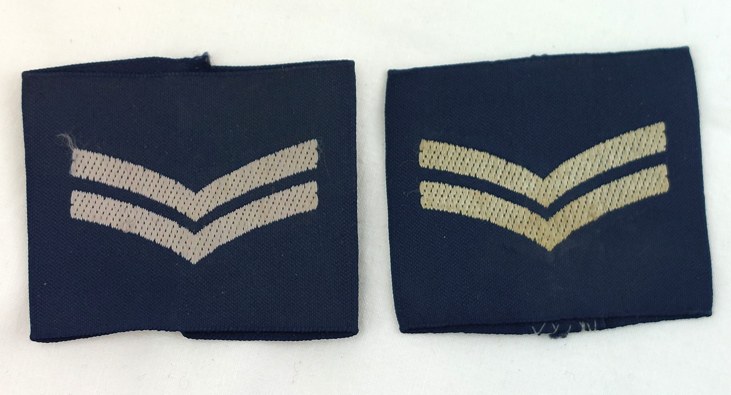 British Royal Airforce, Pair of Corporal Slip On Rank Badges, Woven Badges