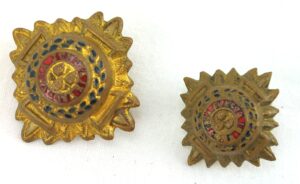 British Royal Army, 2 varied sized, Officer's Star (Pip), Order of the Bath "Tria Juncta In Uno", Gilt and Enamel Officer Rank Badge