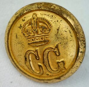 British, WW2 era, Coast Guard Dress Button, Plain Rim, 15mm with King's Crown