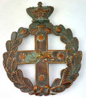 Excellent Australian, Victorian, c1883, Badge of the Colony and New South Wales Defence Force, Helmet Plate