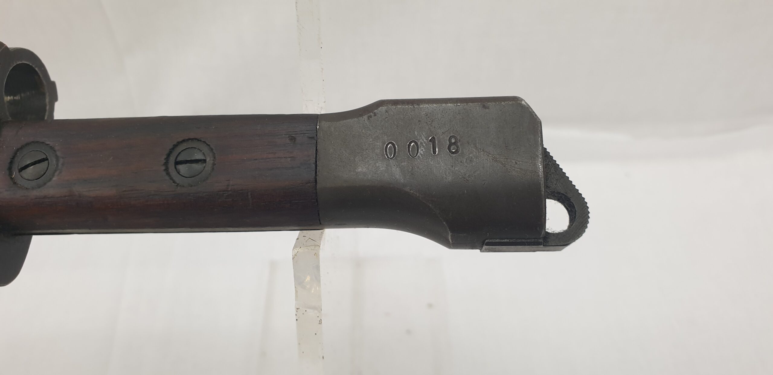 FN FAL Bayonet, Scabbard and Frog, Belgium—FN Type A Bayonet with Wood Grip Scales #1 - Image 8