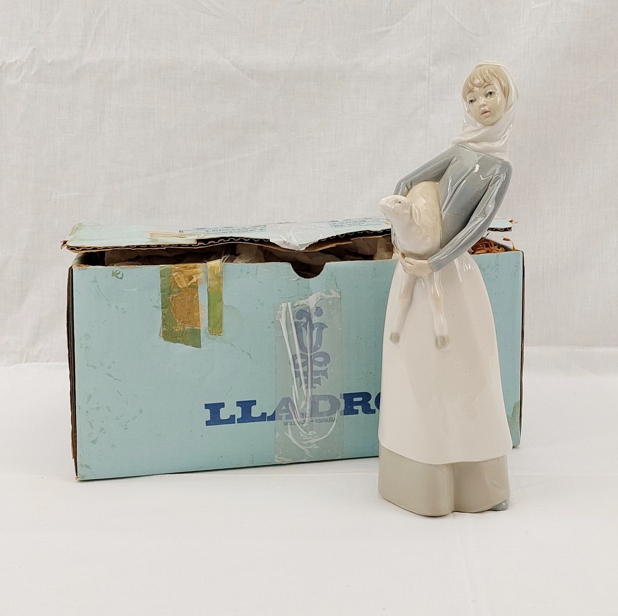 Boxed Lladro Figurine No. 4584 - Girl With Lamb