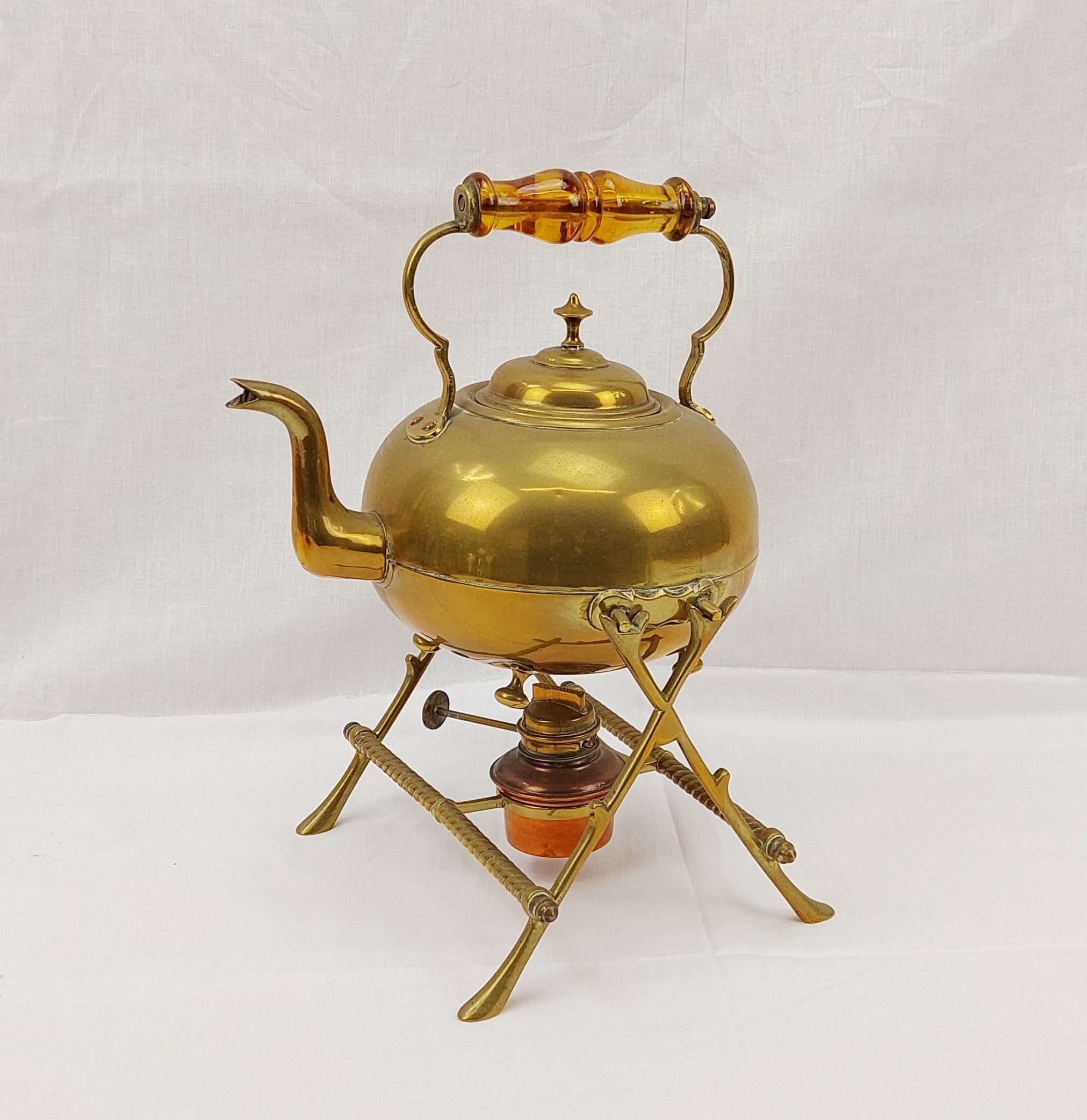 Antique Brass Tea Pot on Stand