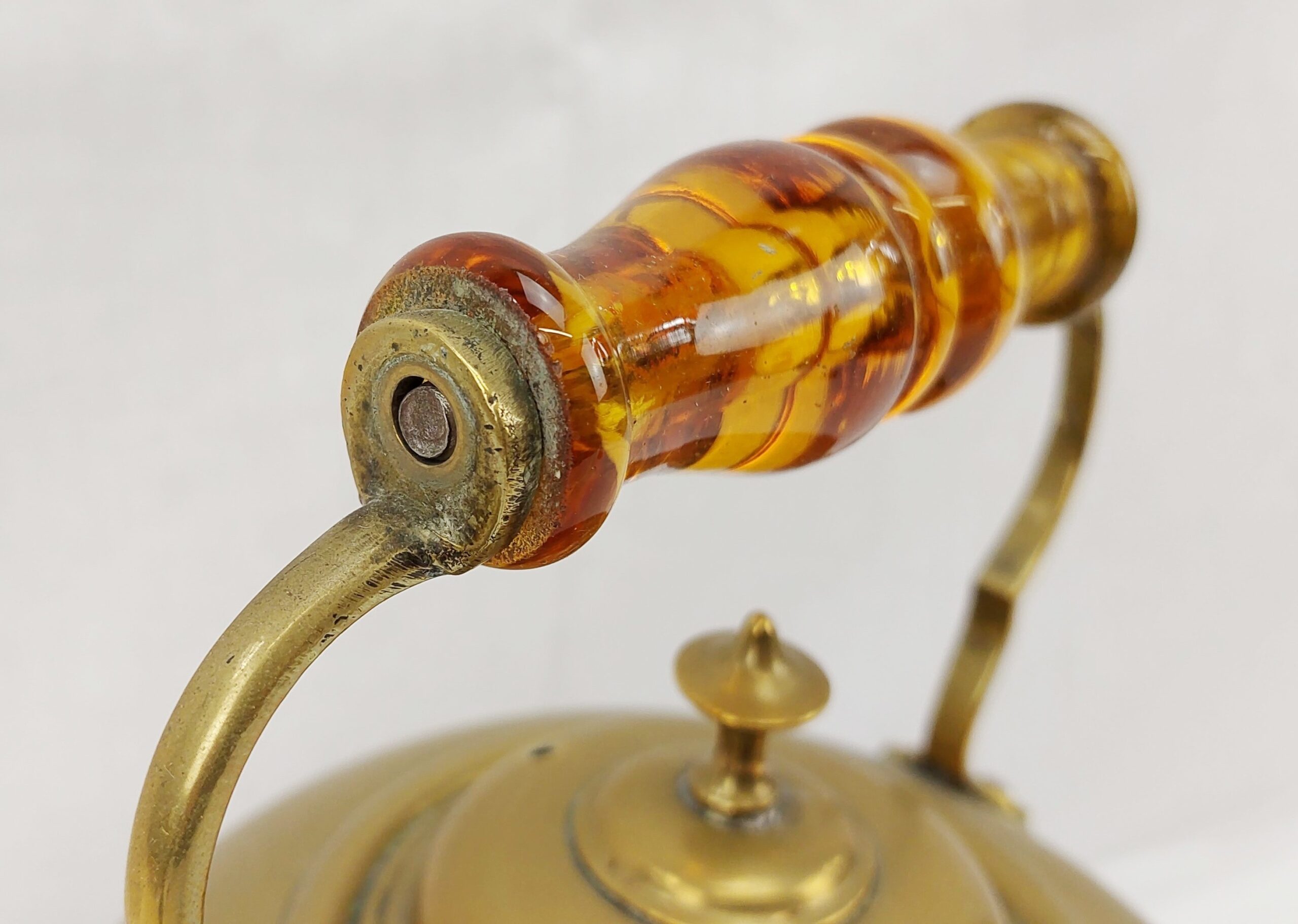 Antique Brass Tea Pot on Stand - Image 3