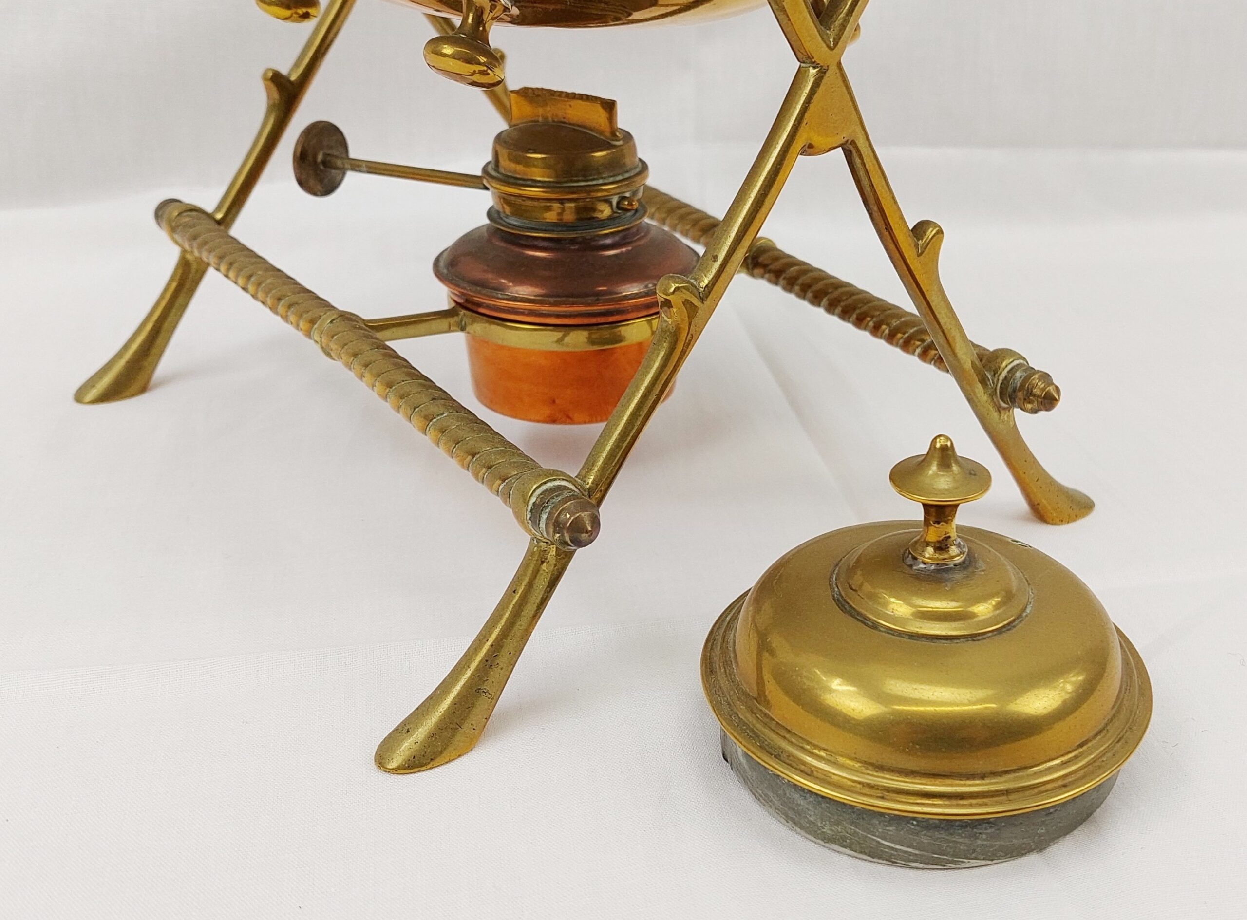 Antique Brass Tea Pot on Stand - Image 7