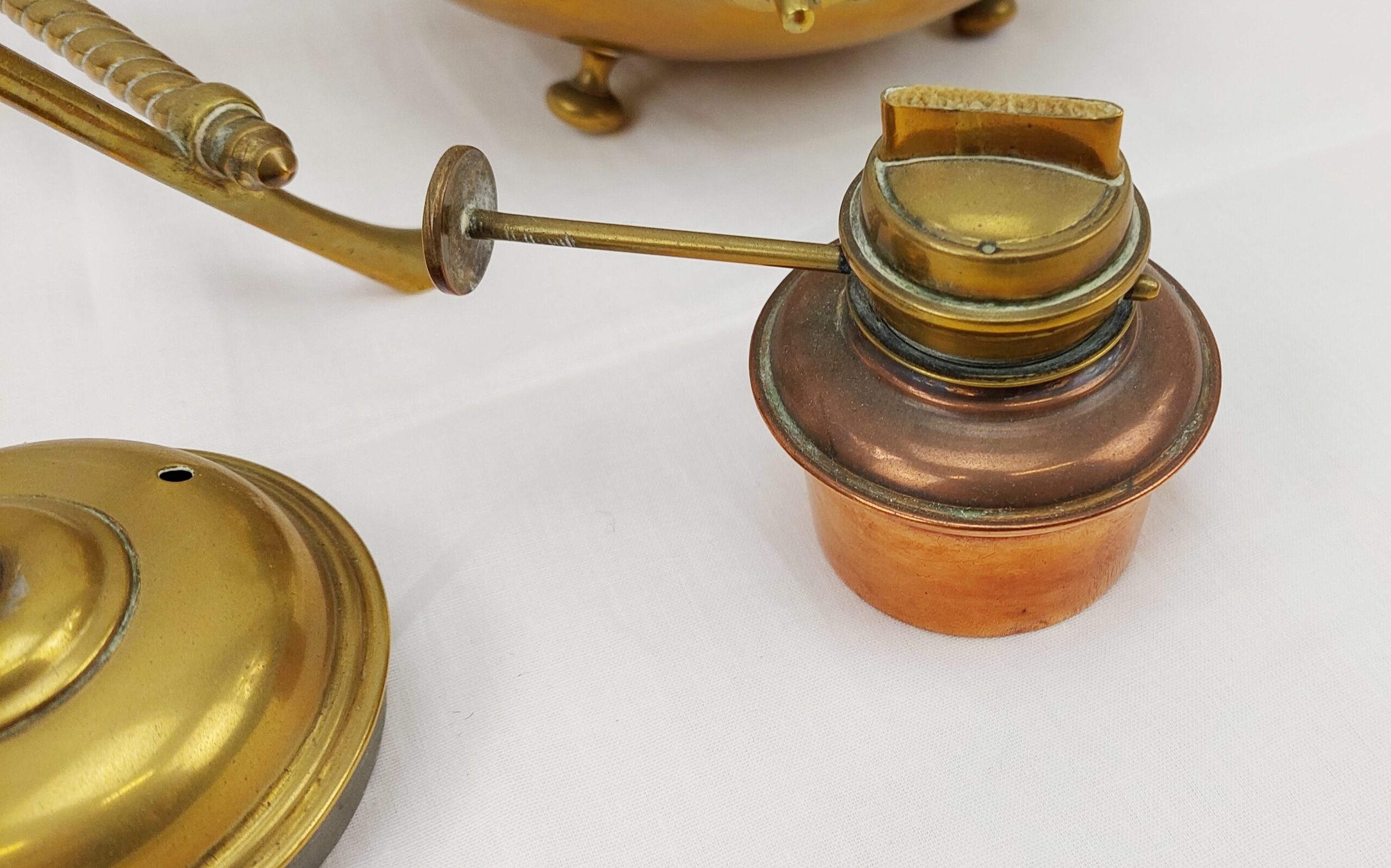 Antique Brass Tea Pot on Stand - Image 9