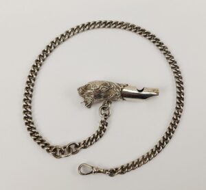 Birmingham 1904 Sterling Silver Lion Whistle & Albert Chain