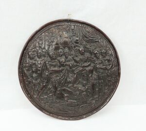 Victorian Cast Iron Plaque With Historical Roman Scene