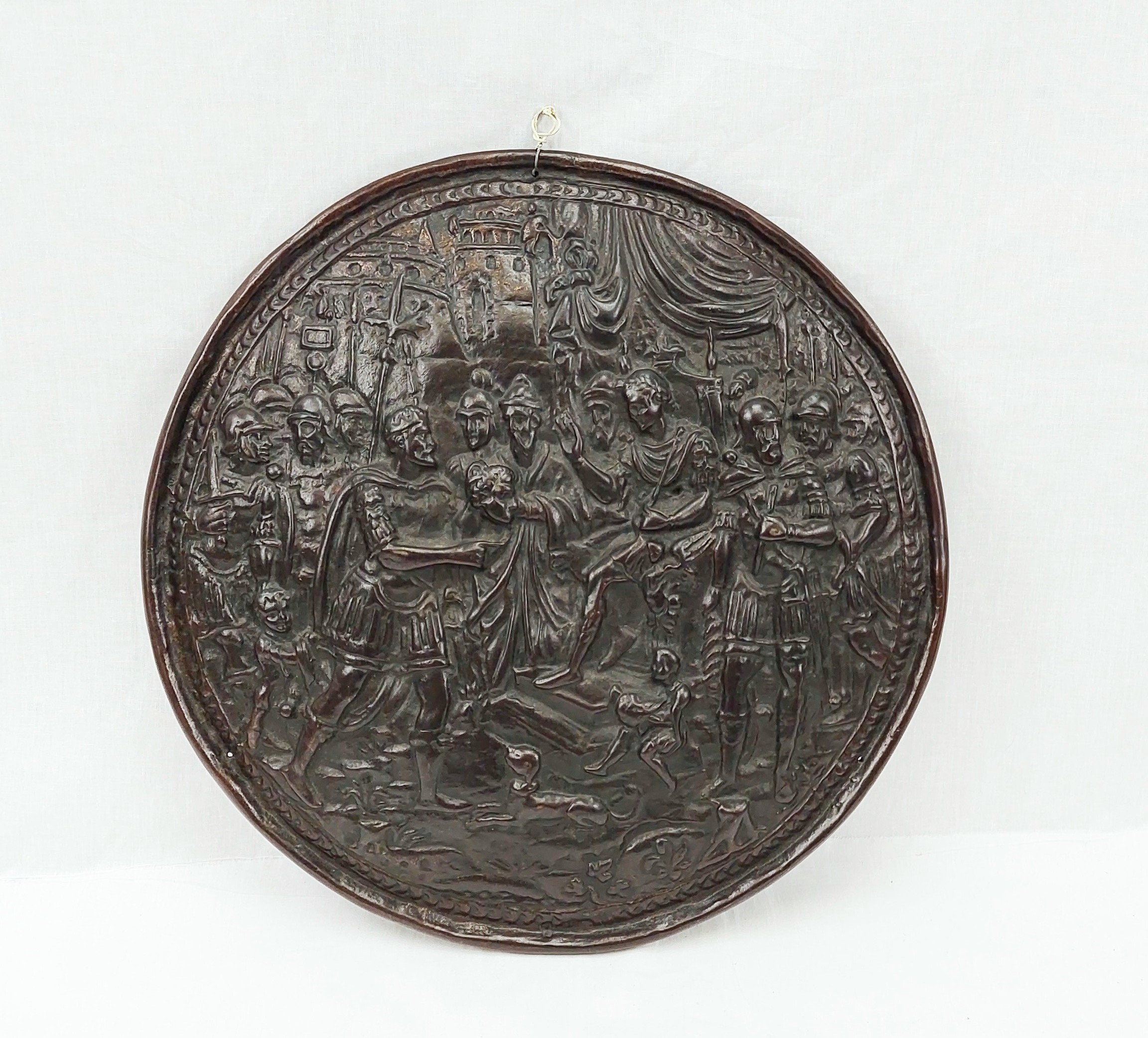 Victorian Cast Iron Plaque With Historical Roman Scene