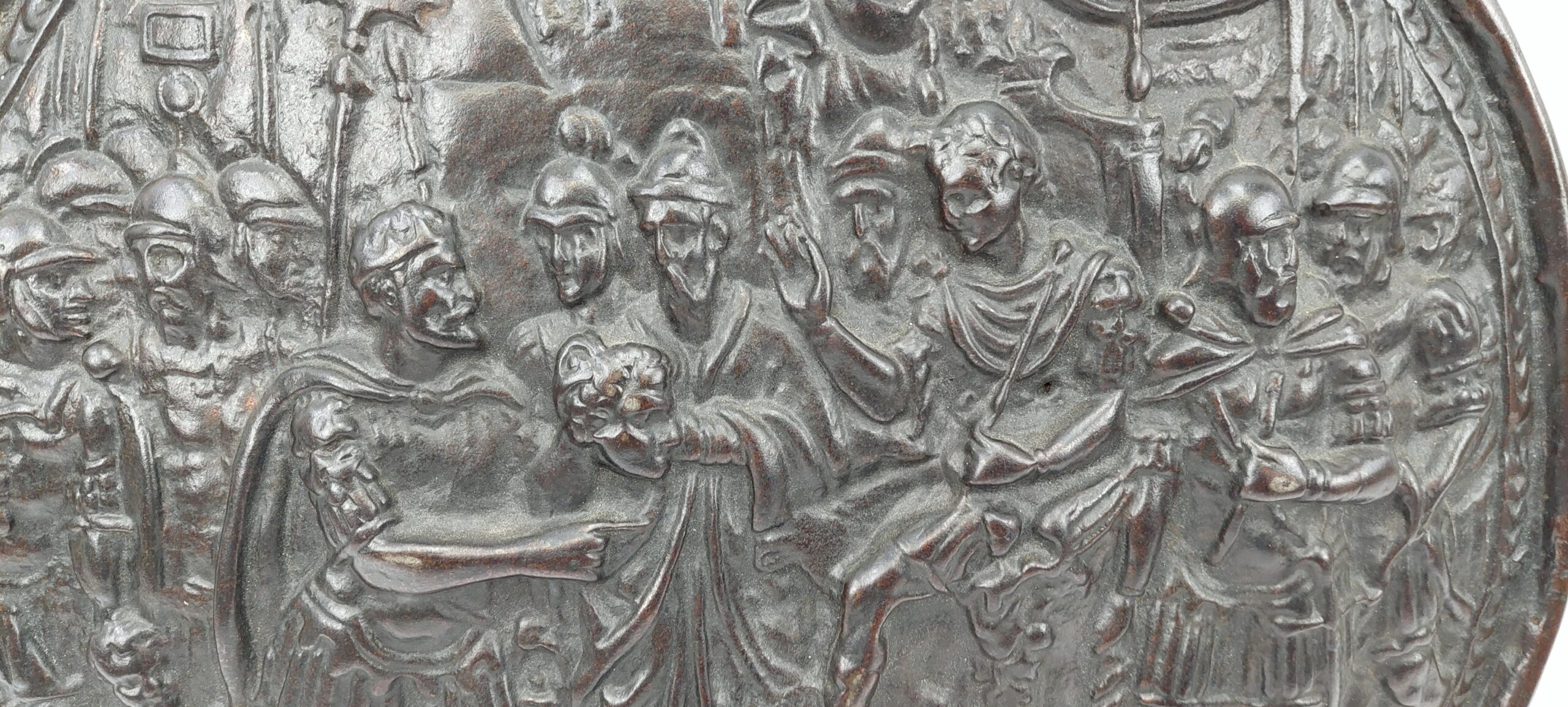 Victorian Cast Iron Plaque With Historical Roman Scene - Image 2