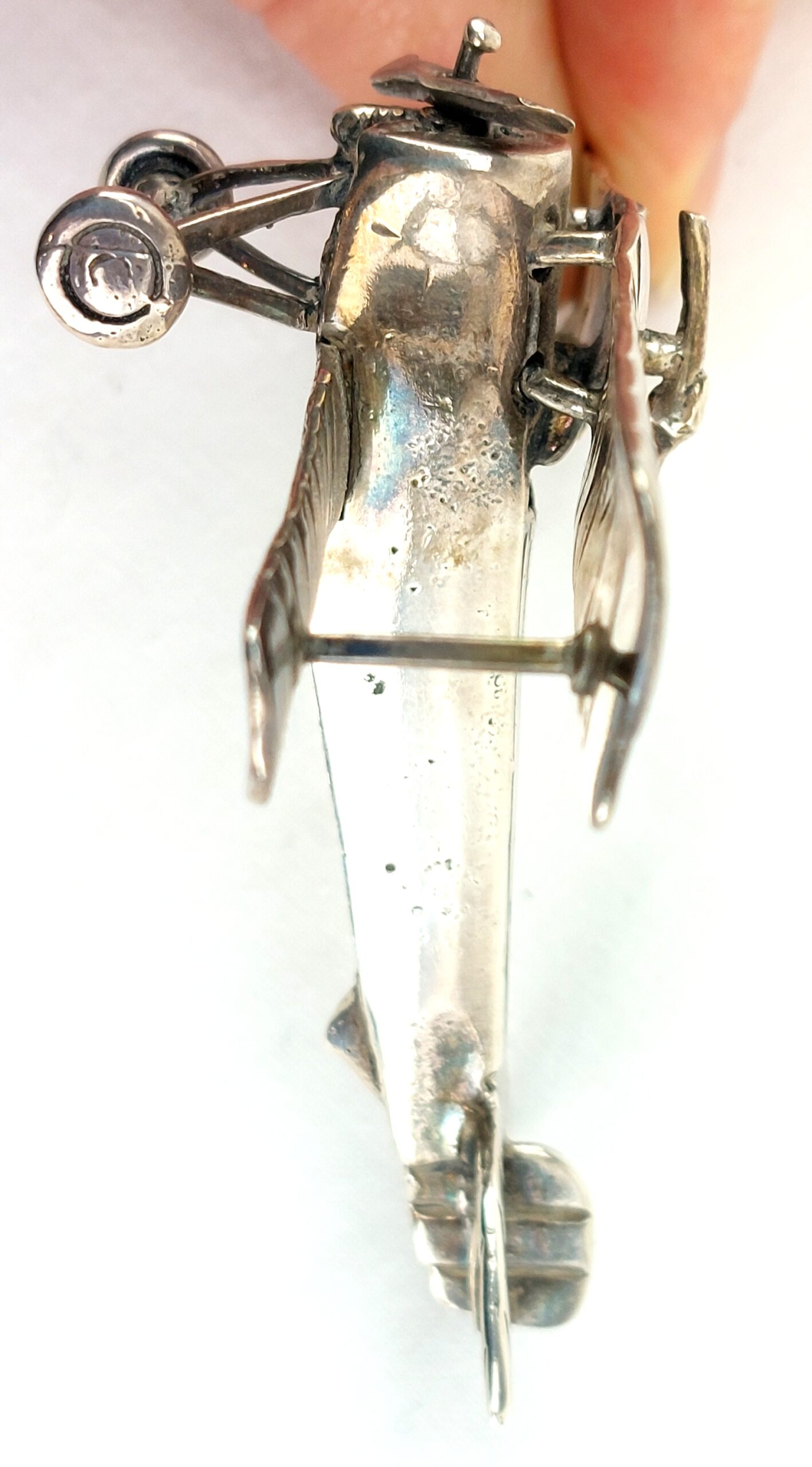 Miniature WW1 Fighter Biplane French Nieuport 17, 925 Sterling Silver - Image 10