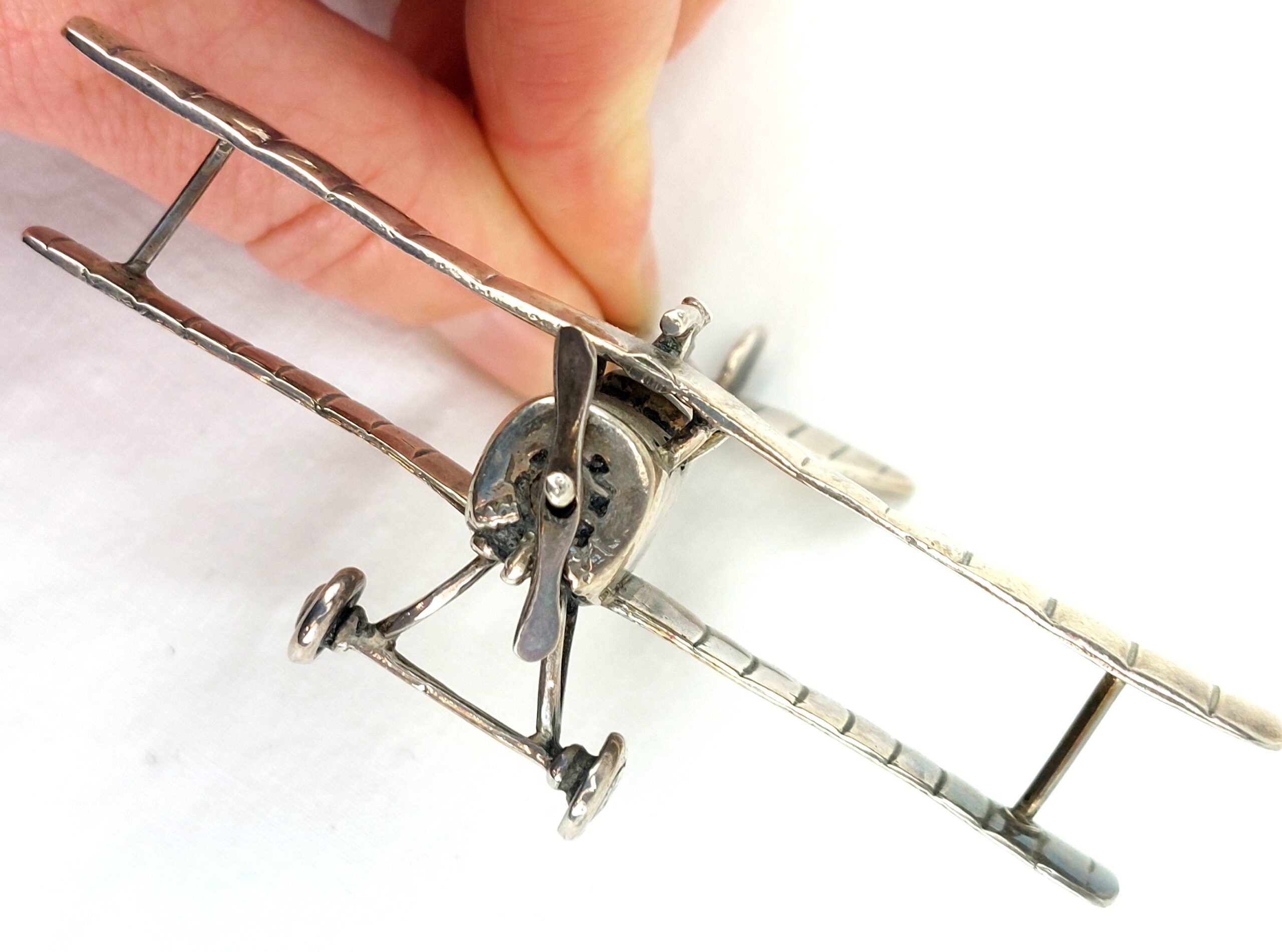 Miniature WW1 Fighter Biplane French Nieuport 17, 925 Sterling Silver - Image 12