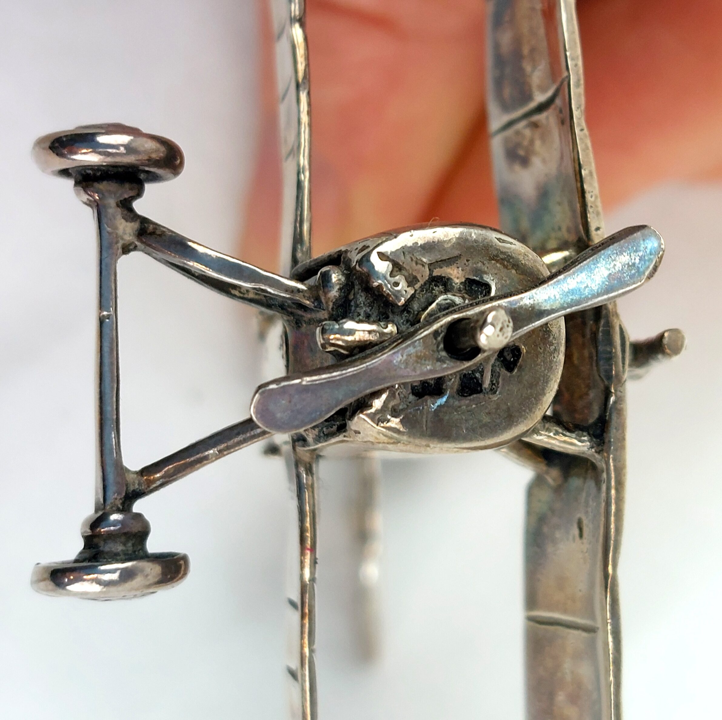 Miniature WW1 Fighter Biplane French Nieuport 17, 925 Sterling Silver - Image 13