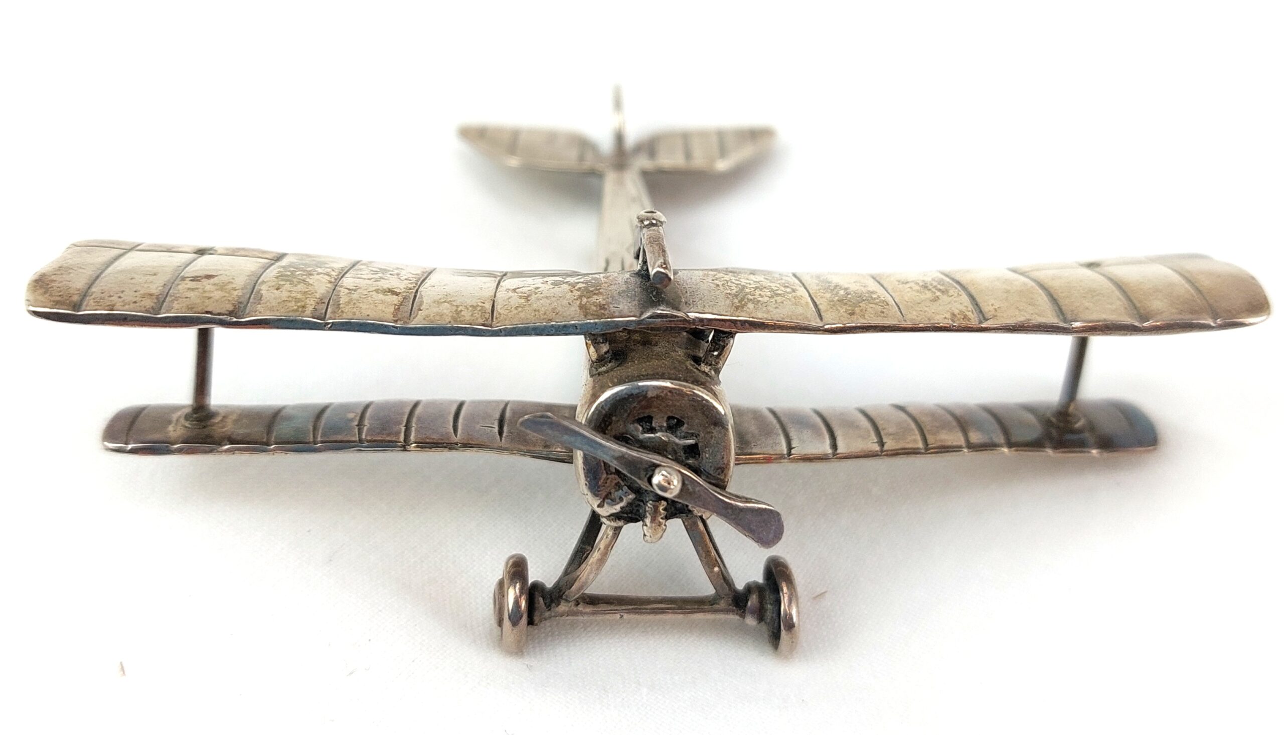 Miniature WW1 Fighter Biplane French Nieuport 17, 925 Sterling Silver