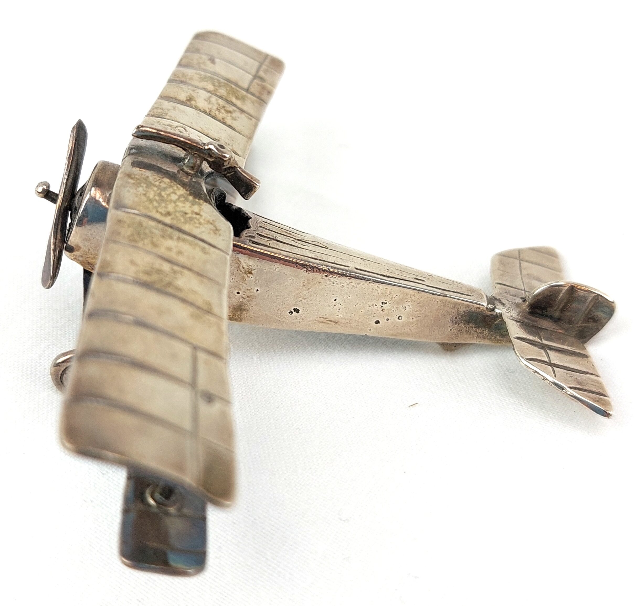 Miniature WW1 Fighter Biplane French Nieuport 17, 925 Sterling Silver - Image 3