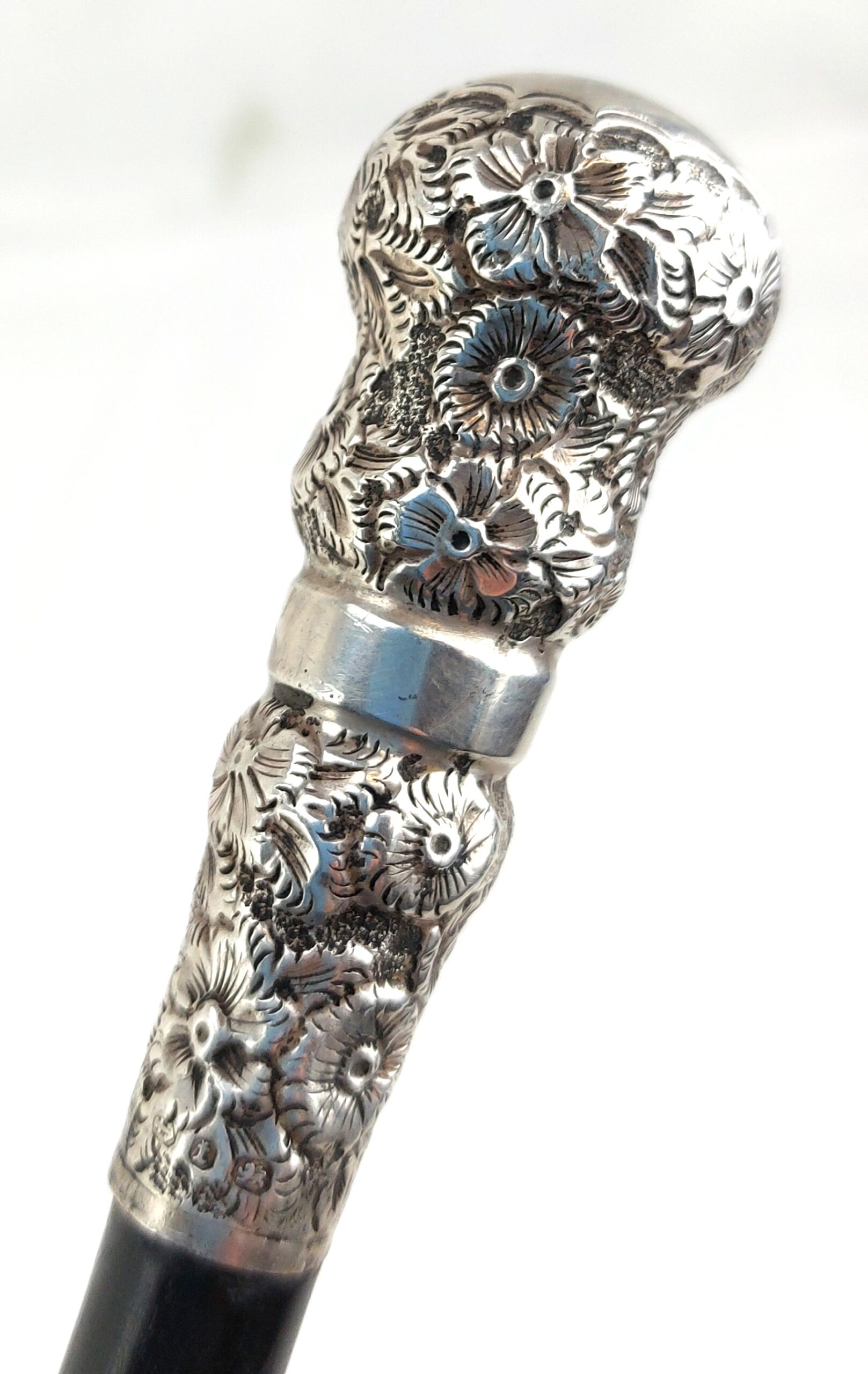 Ornate, Silver Tipped, Black, Slim, Walking Stick - Image 5