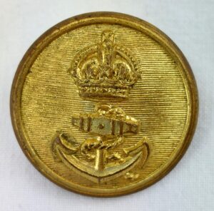 Royal Navy Tunic Button, British Anchor Brass Reeded Button, with Kings Crown, 29mm by Firmin & Sons ltd, London