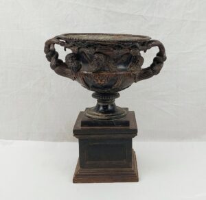 Victorian Grand Tour Antique Cast Iron And Bronze Warwick Vase