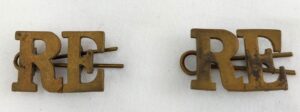 WW1, British Royal Engineers, Matching Pair of Brass Shoulder Titles