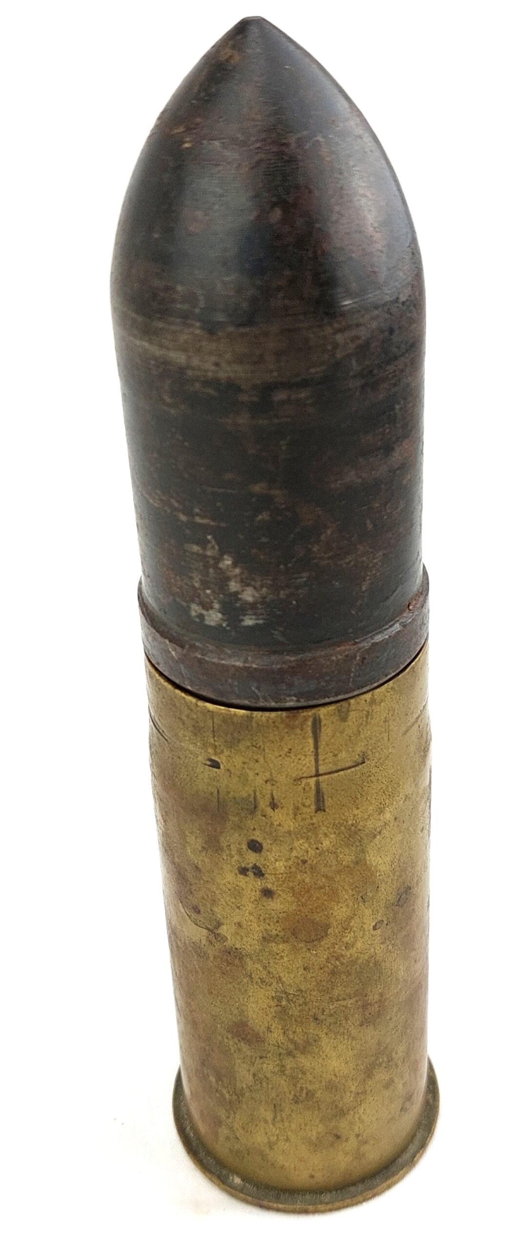 WW1, German, 37mm Shell and Shell Casing, Karlsruhe Patronefabrik 1915, Inert - Image 3