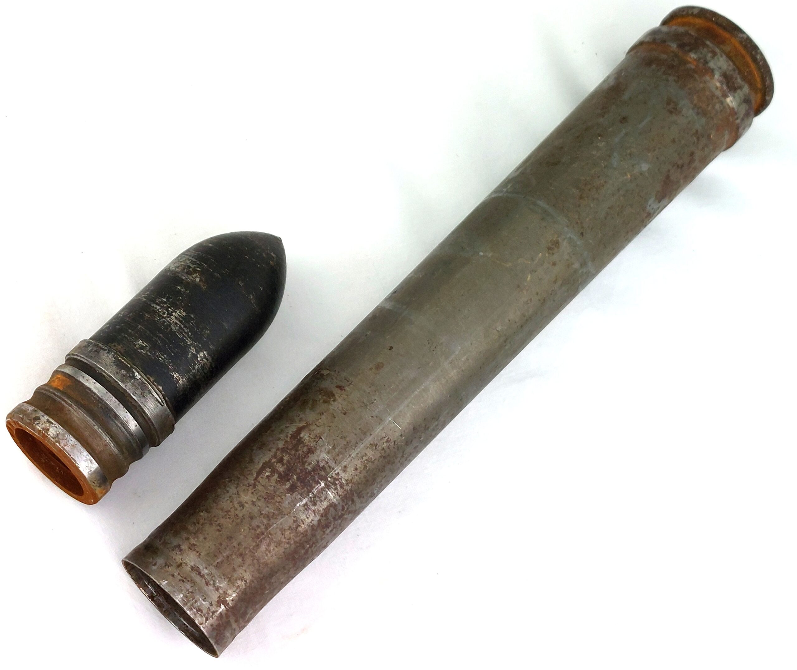 WW2, German, 3.7cm Shell and Flak 18 Shell Casing. Dated 1944, Inert - Image 6