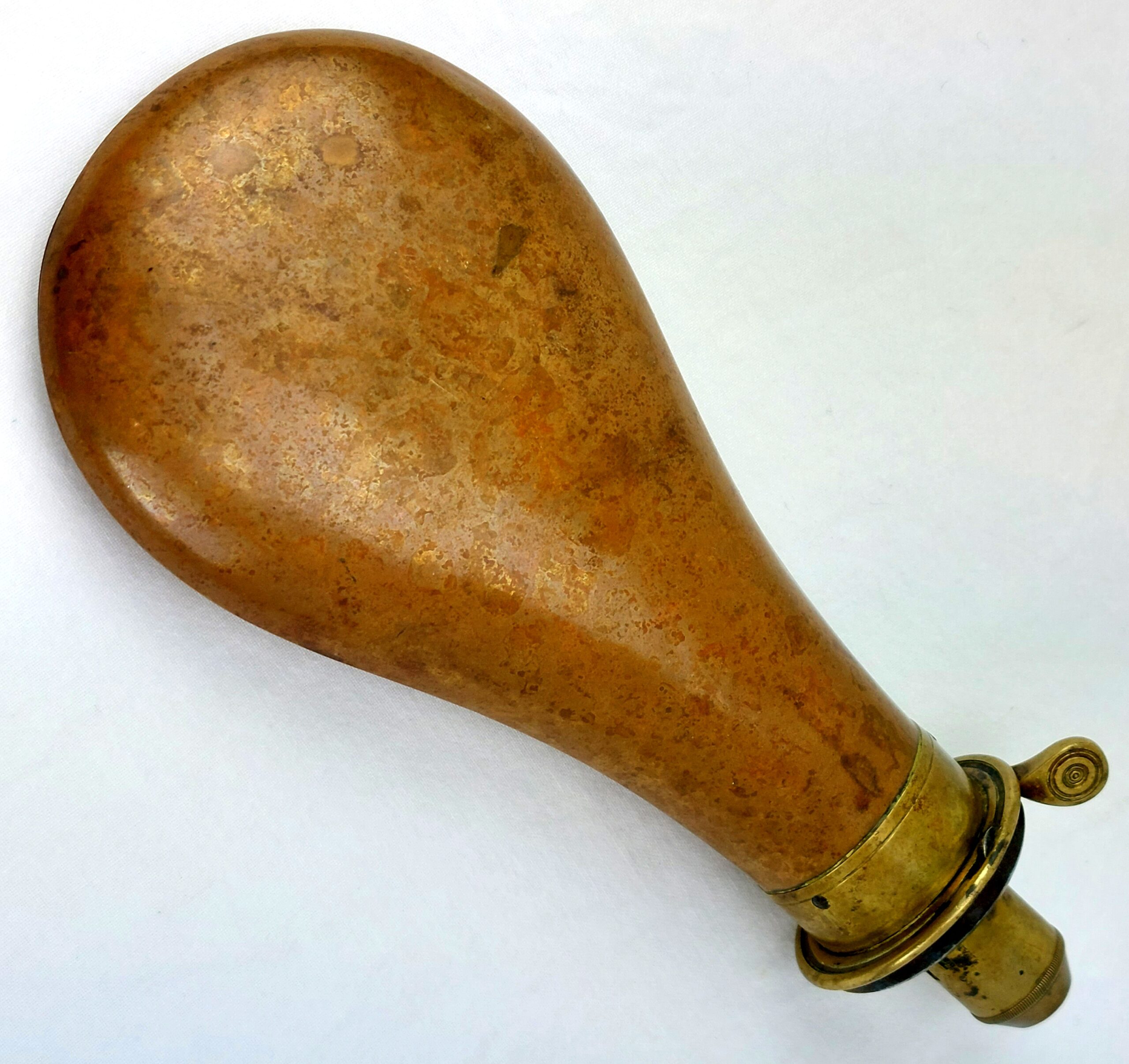 Antique Copper and Brass Powder Flask, Circa 1822, by James Dixon & Sons