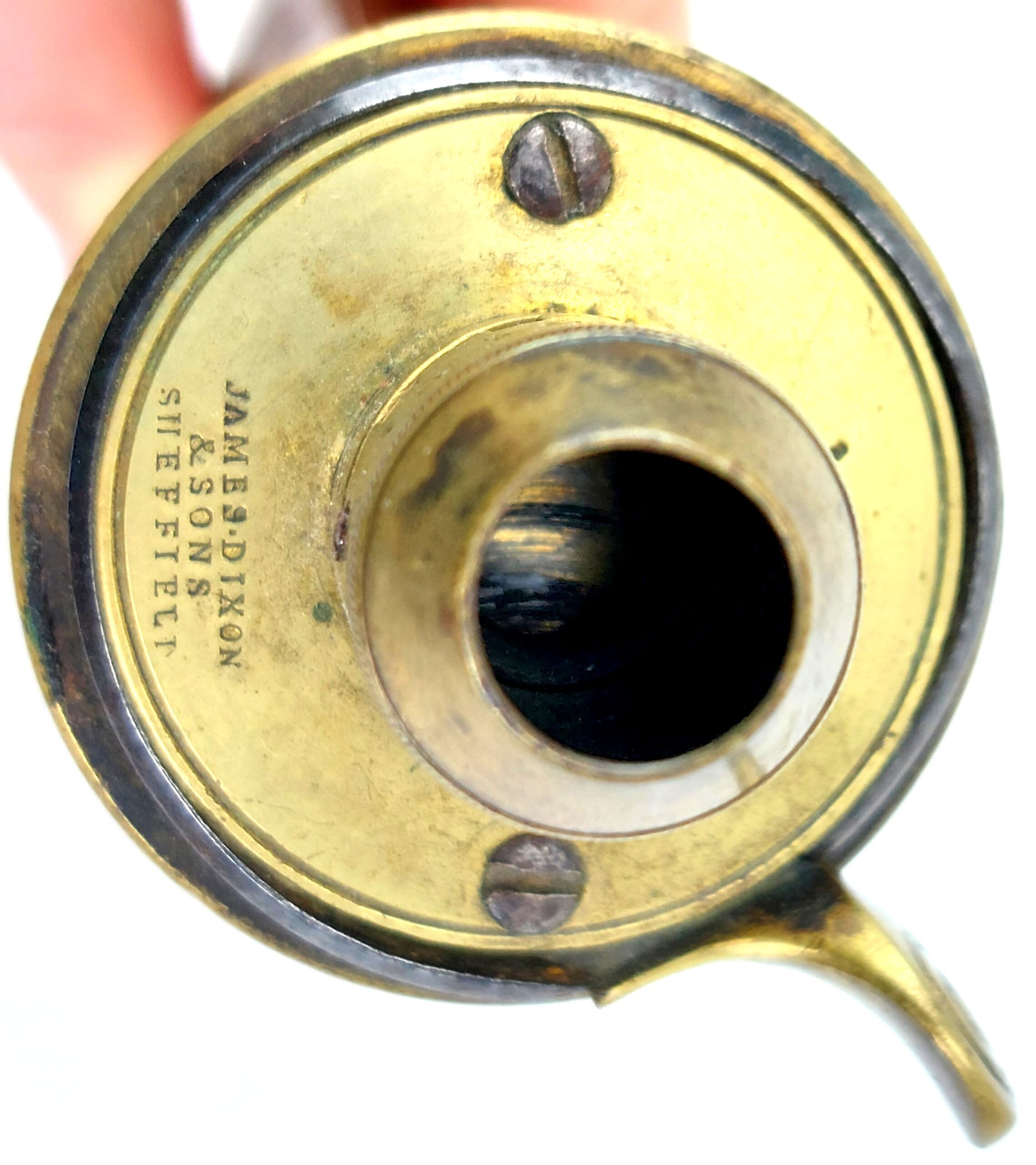 Antique Copper and Brass Powder Flask, Circa 1822, by James Dixon & Sons - Image 3
