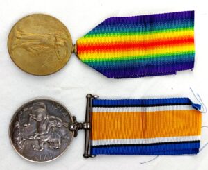 British, WW1, War Medal and, Allied Victory Medal (1914-1919) - awarded to "9369. PTE. C. Messenger. S. Lan. R"