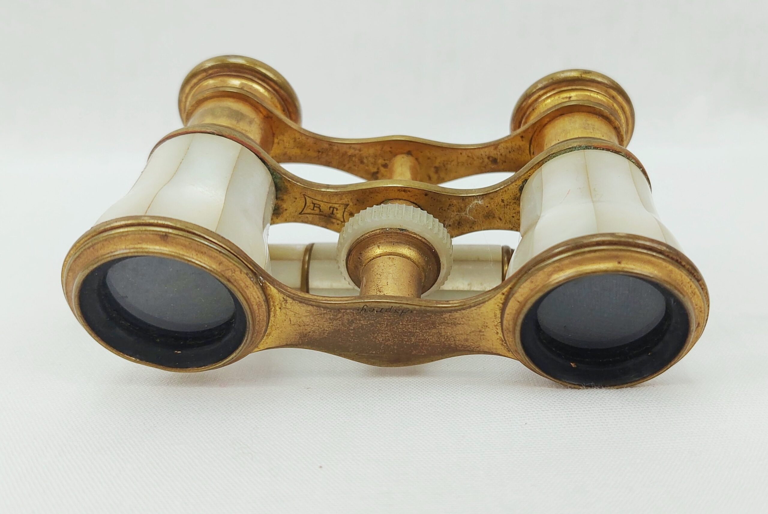 Edwardian Gilt Metal Mother Of Pearl Lorgnette Opera Glasses - Image 2