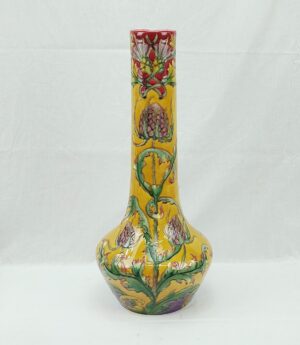 Superb French Art Nouveau Longchamp Terre De Fer Majolica Large Bottle Vase