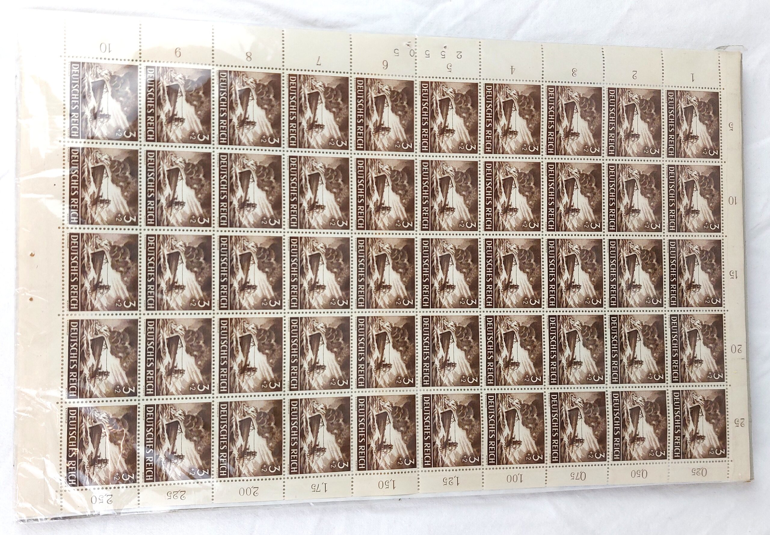 German, WW2, 1943 Wehrmacht Day Commemorative U-boat Sheet of Stamps (50), Unused, Signed W.Hertz and E. Meerwald