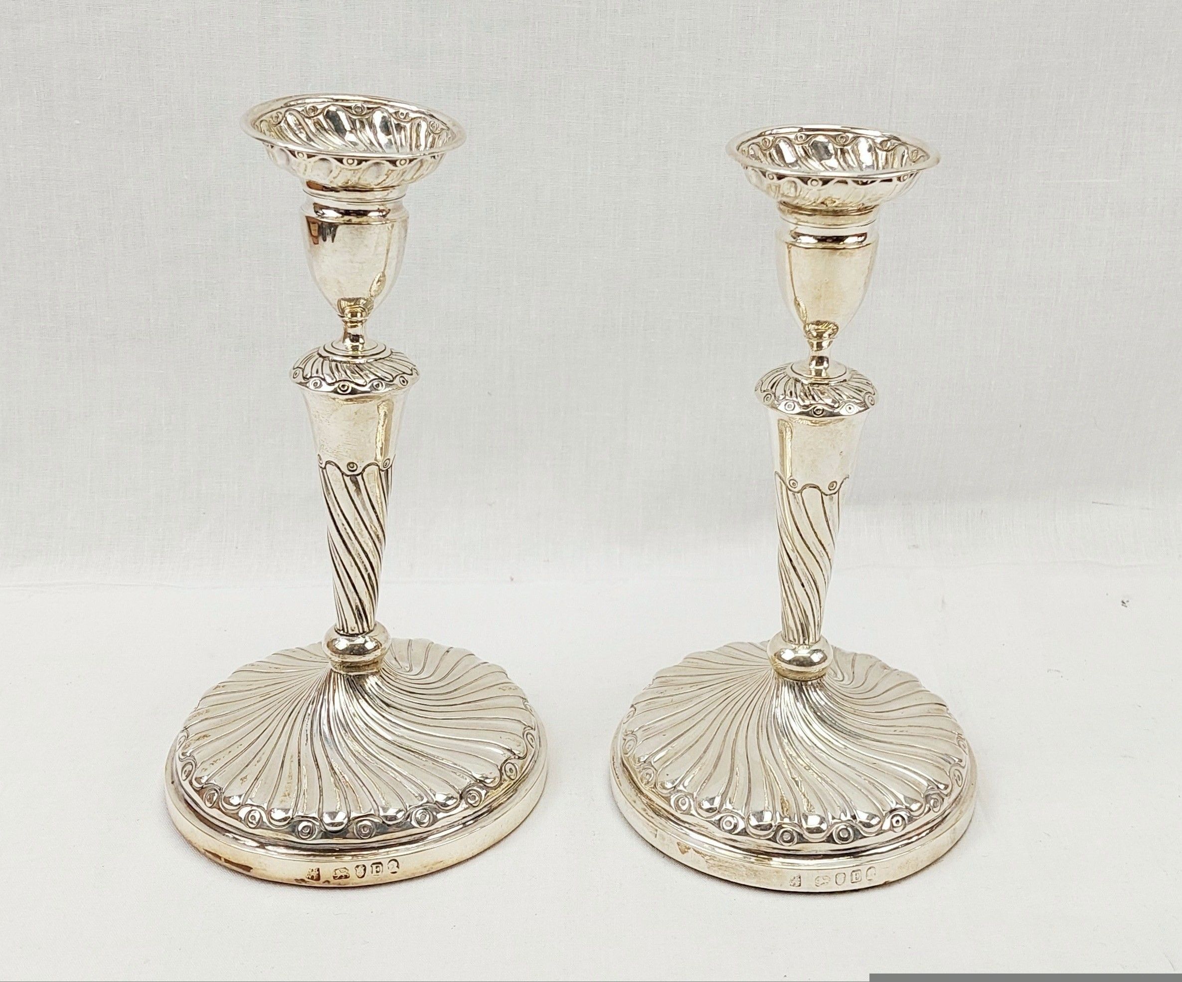 Pair London 1800 George III Sterling Silver Candlesticks By Eley And Fearn