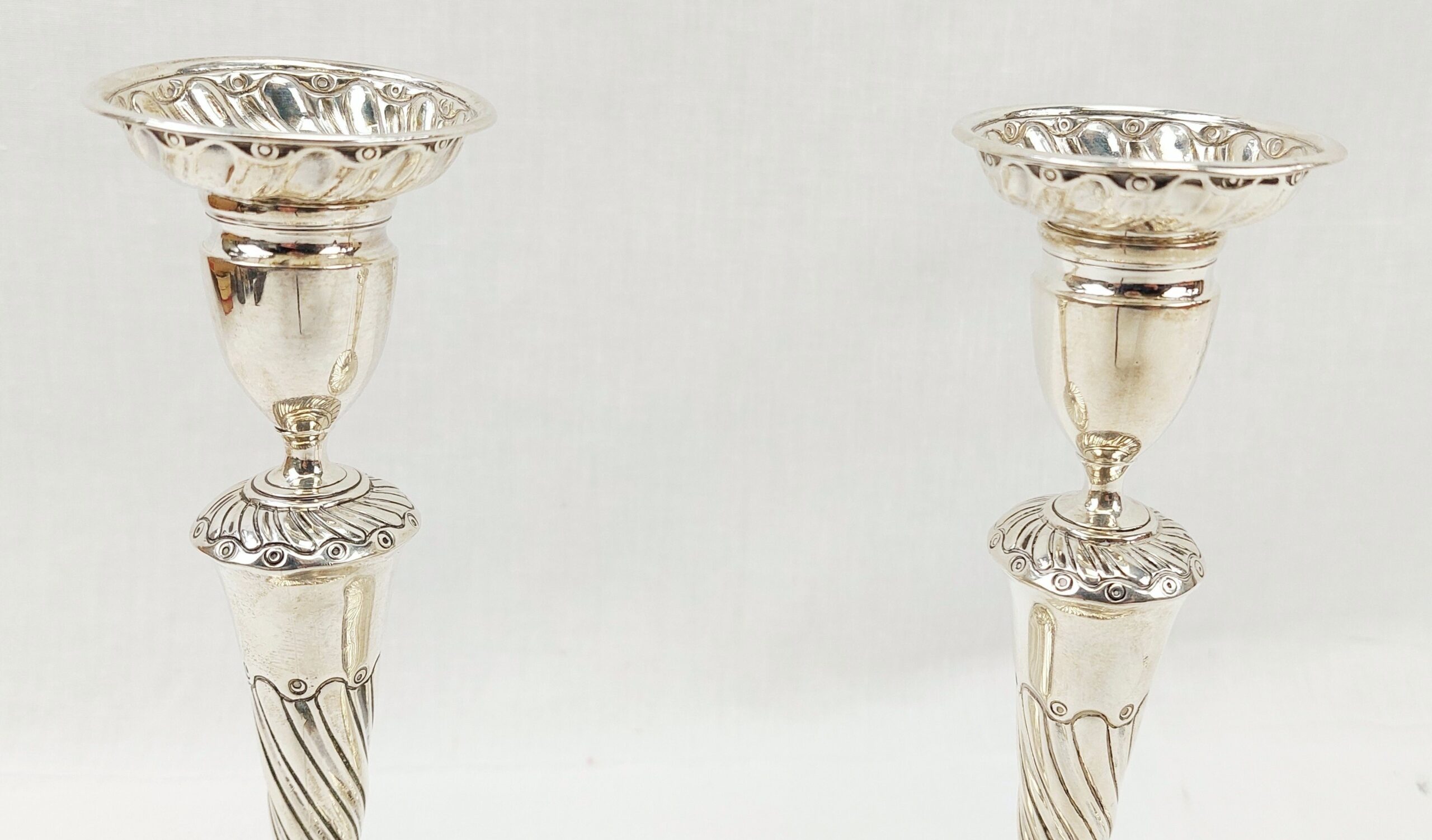 Pair London 1800 George III Sterling Silver Candlesticks By Eley And Fearn - Image 6